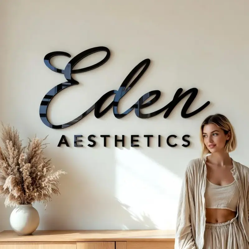 Modern Beauty Clinic Wall Logo Sign | 3D Gloss Black Acrylic | Custom Skincare Business Branding