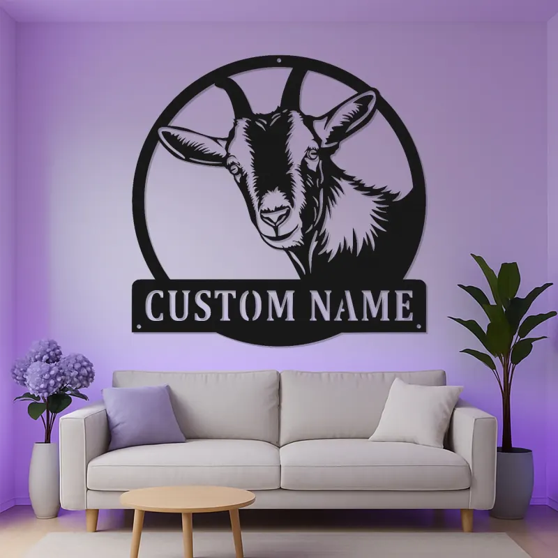 Custom Goat Metal Sign with LED | Personalized Farmhouse Wall Art | Rustic Barn Decor for Livestock Lovers & Homesteads