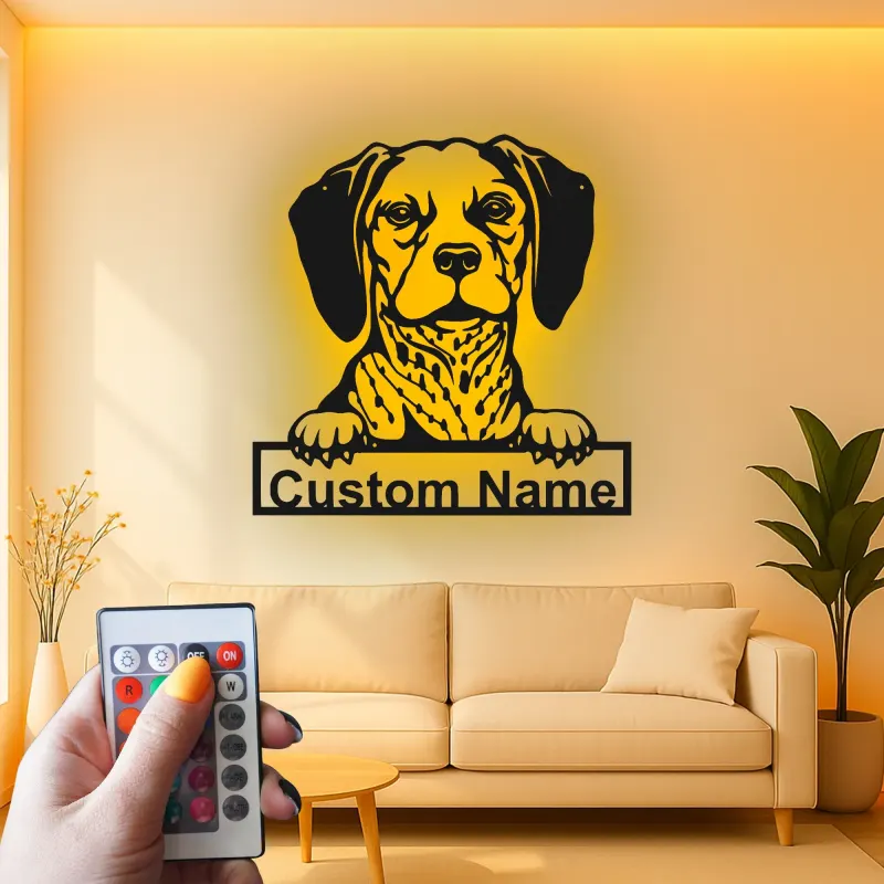 Cartel de metal LED personalizado con Beagle, regalo para amantes de los perros, decoración para sala de estar