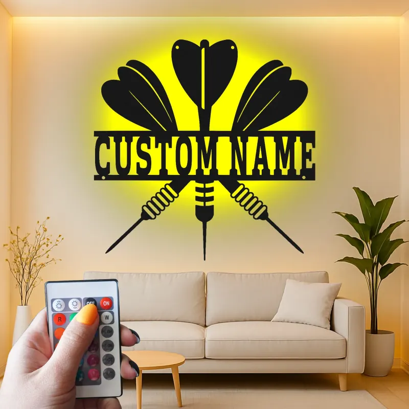 Insegna in metallo LED personalizzata per dartboard regalo per appassionati di freccette decorazione per sala giochi