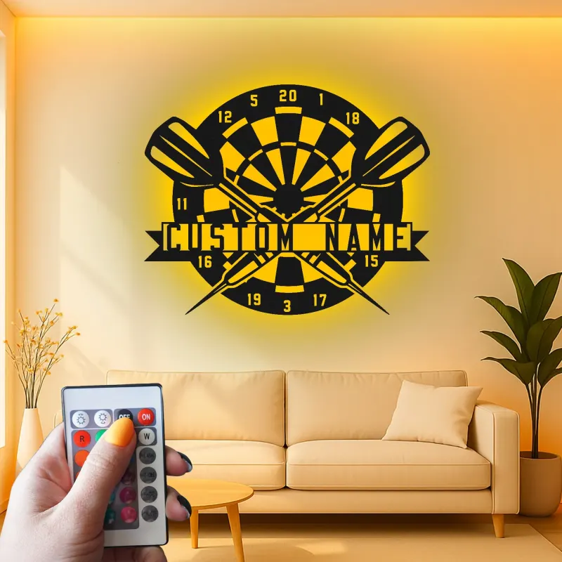 Insegna in metallo LED personalizzata per dartboard regalo per giocatori di freccette decorazione per sala giochi 1