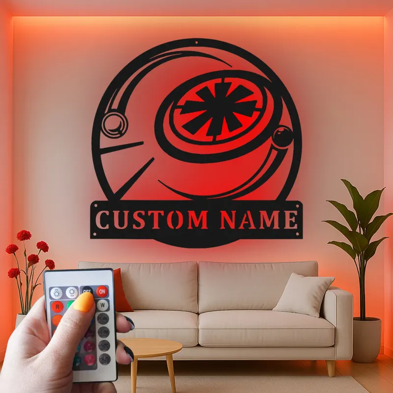 Décoration murale en métal personnalisée de vaisseau spatial Sci-Fi avec rétroéclairage LED - Cadeau pour les passionnés de l'espace et décoration de salle de jeux