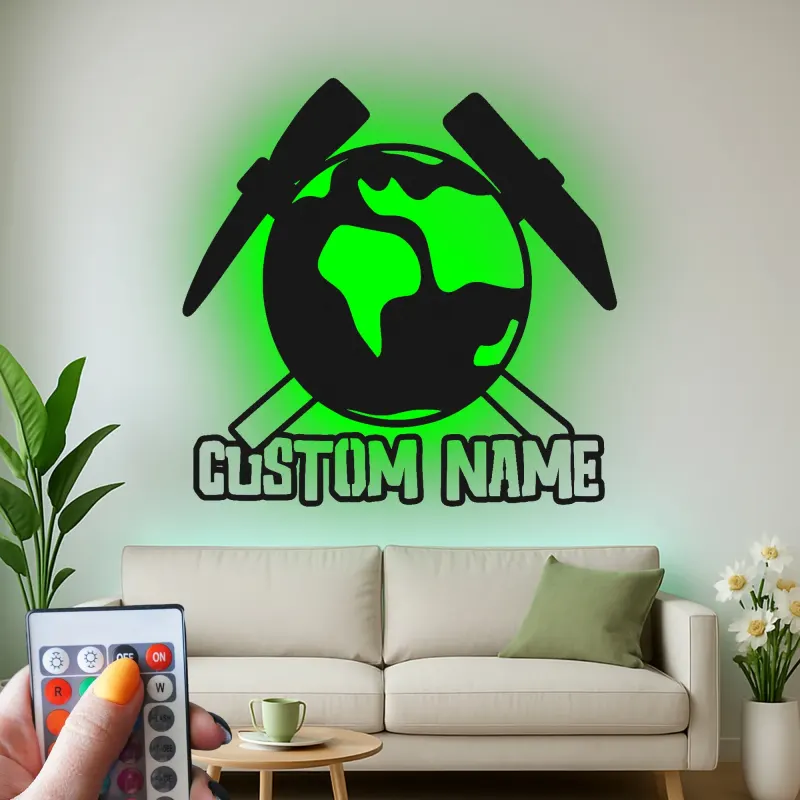 Custom Geology LED Metal Wall Art | Personalized Geologist Gift Sign | Earth & Rock Hammer Decor for Study Room & Office