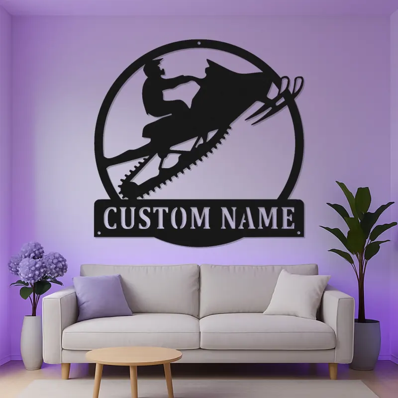 Custom Snowmobile LED Sign | Personalized Metal Wall Art | Winter Sports Decor for Cabin, Garage & Home