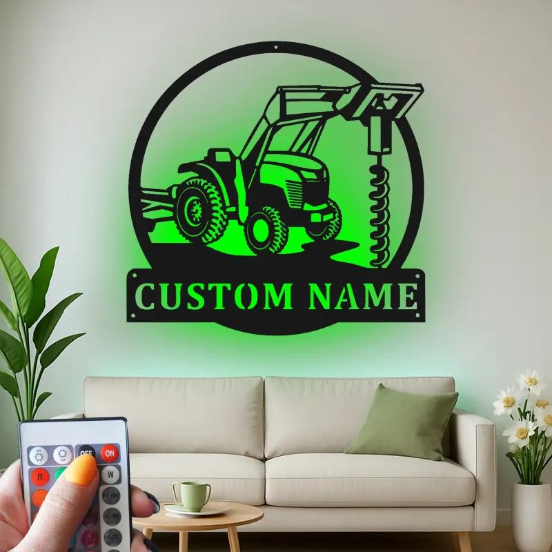 Personalisierte LED-beleuchtete Metall-Wandkunst Traktor Geschenk für Landwirte