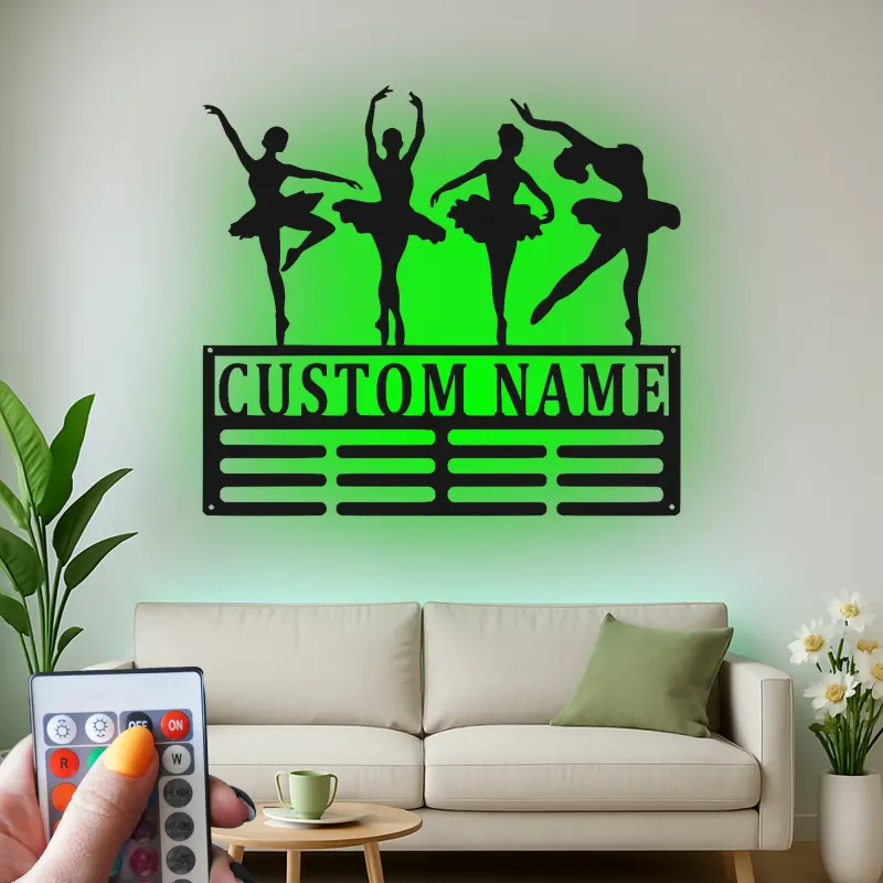 Cartel de metal LED de bailarina personalizado, regalo de danza para decoración de dormitorio de chicas amantes del ballet