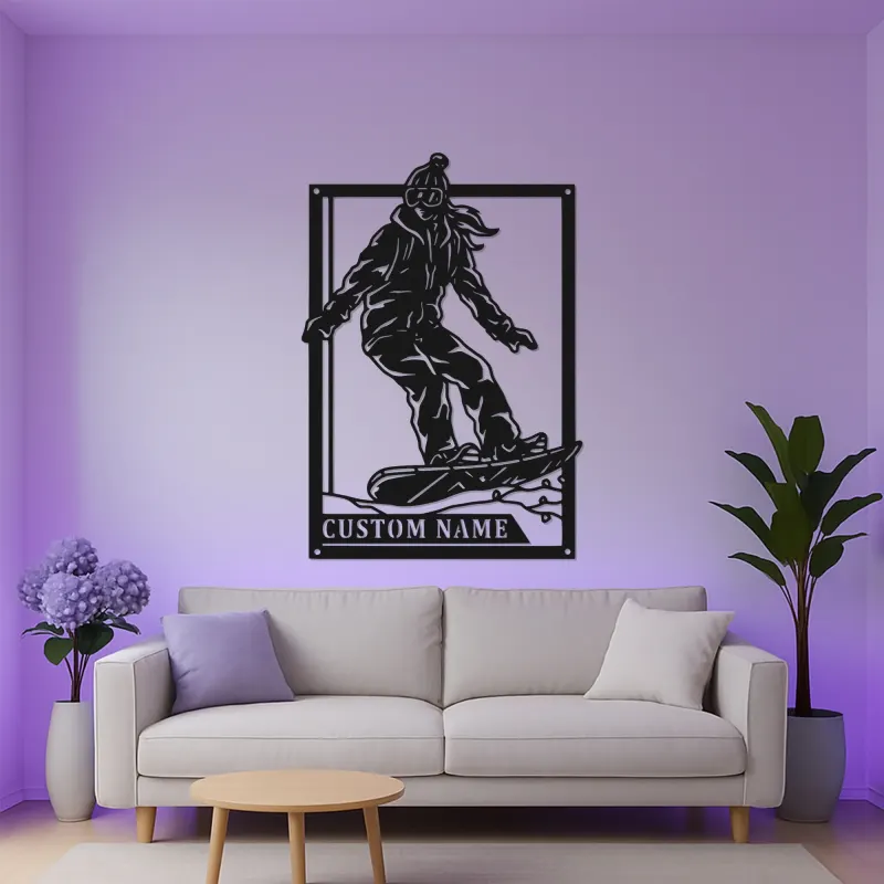 Personalisierte Snowboarder LED-Schild | Individuelle Metall-Wandkunst | Jugendzimmer Snowboard-Dekor | Geschenk für Wintersportler