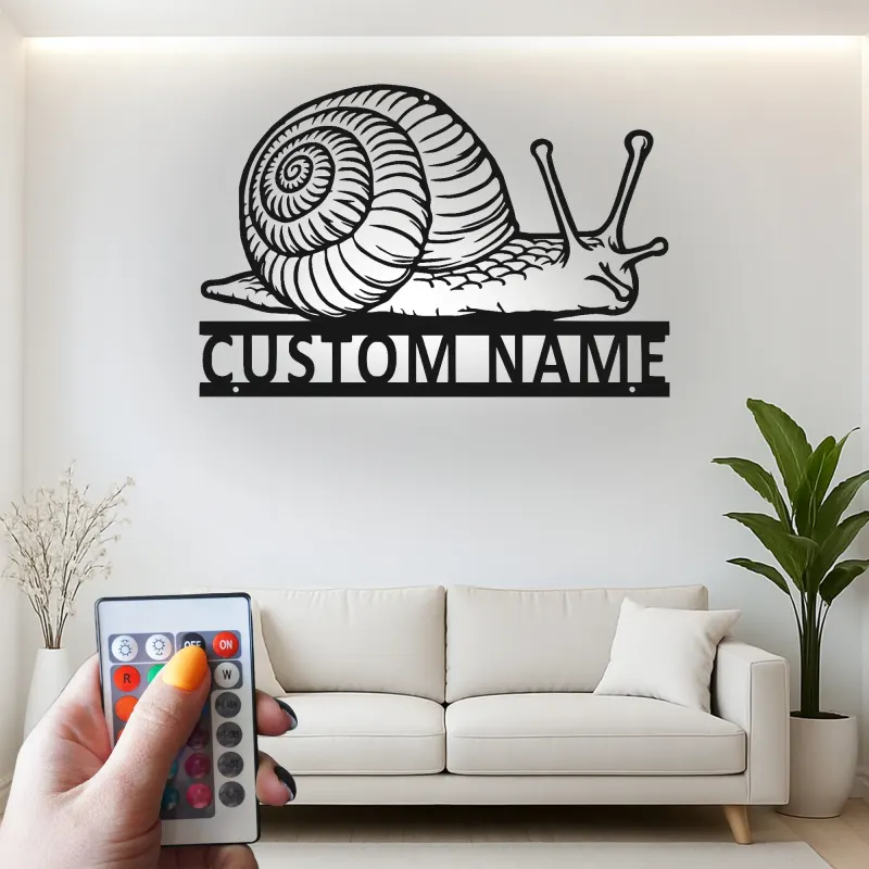 Personalized Snail LED Sign | Custom Metal Garden Art | Outdoor Nature Lover Gift | Whimsical Yard Decor
