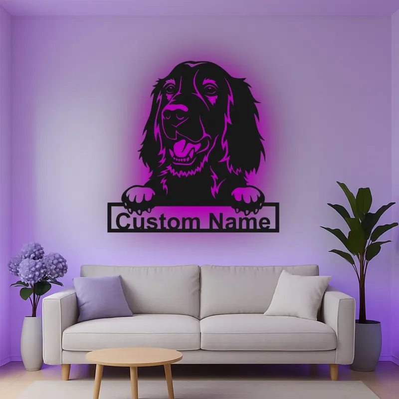 Décoration murale en métal LED personnalisée pour chien, cadeau pour les amoureux des animaux, décoration de salon ou de chambre
