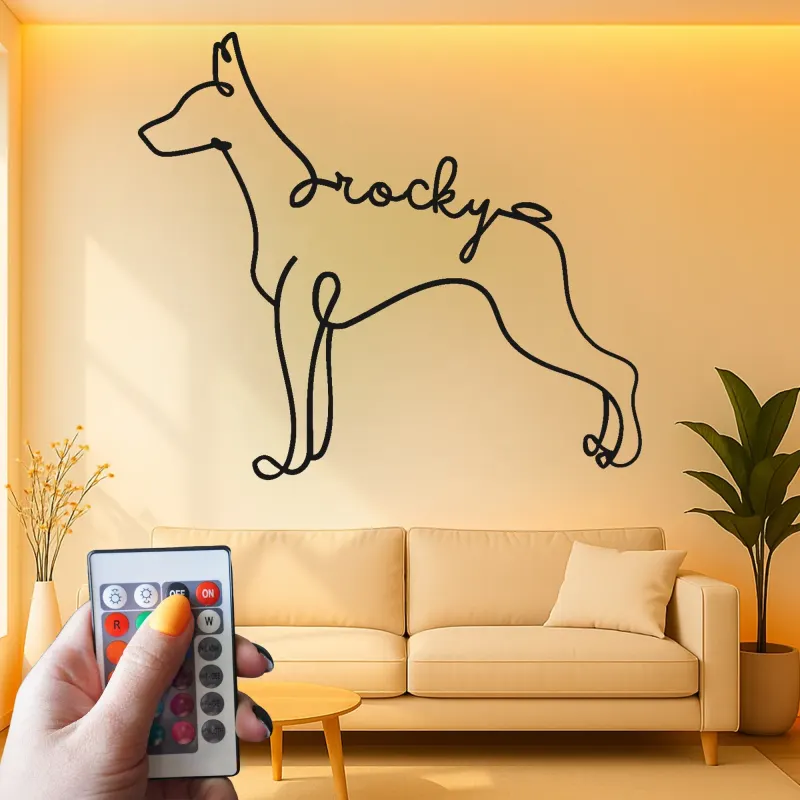 Insegna in metallo LED personalizzata per Doberman Pinscher - Regalo unico per amanti dei cani - Decorazione per soggiorno