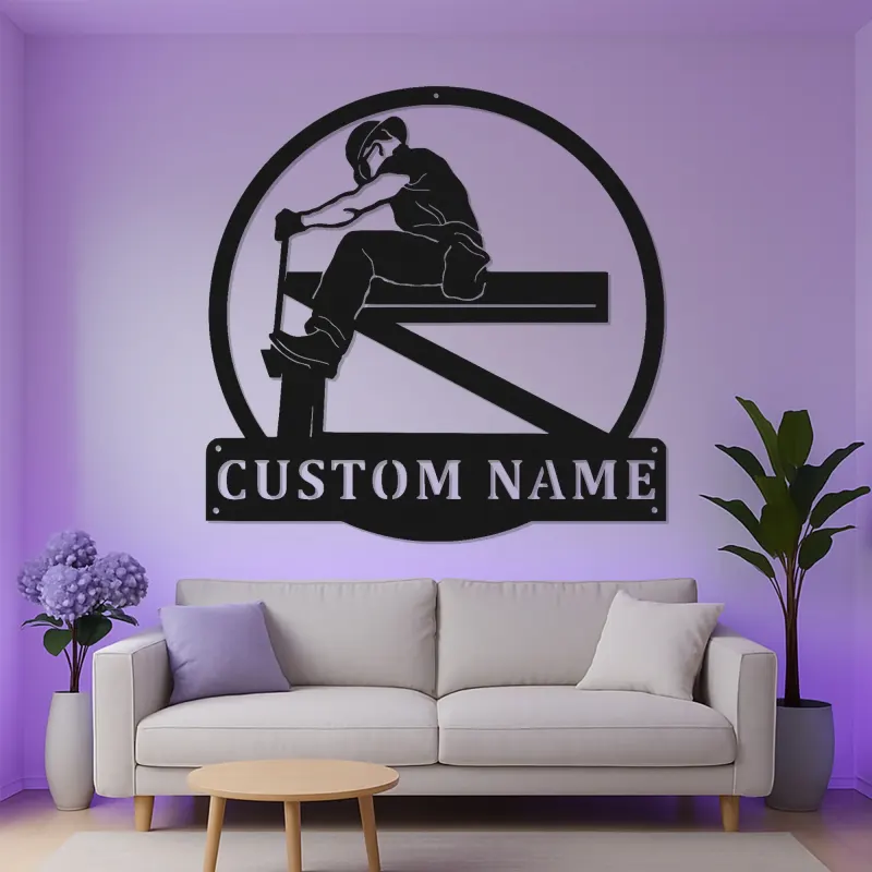 Personalisierte Eisenarbeiter LED Schild | Individuelles Metallschild | Stahlarbeiter Namensschild für Werkstatt & Garage | Geschenk für Ihn
