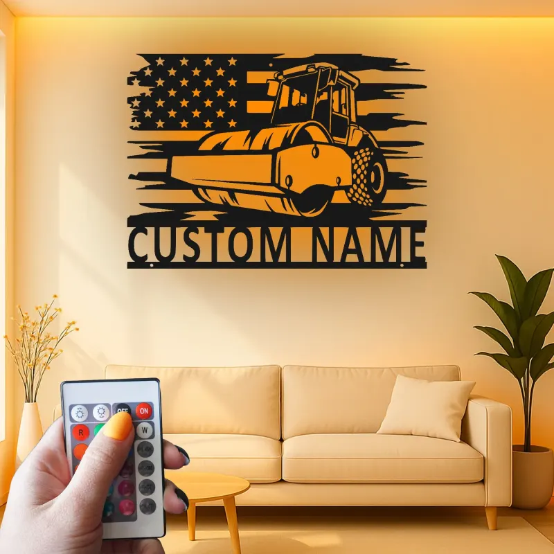 Panneau Métallique Routeur Personnalisé | Art LED de Construction Personnalisé | Cadeau pour Opérateur de Machinerie Lourde | Décoration de Garage Industrielle