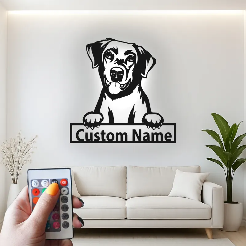 Custom Dog Led Light Metal Wall Art Personalized Pet Lover Gift Living Room Decor for Dog Moms 1