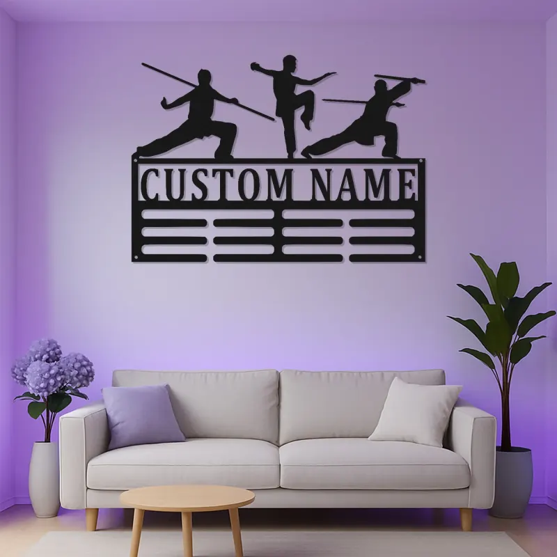 Arte Murale in Metallo per Arti Marziali Personalizzata | Insegna LED Personalizzata per Kung Fu | Regalo Decorativo per Dojo e Scuola di Karate