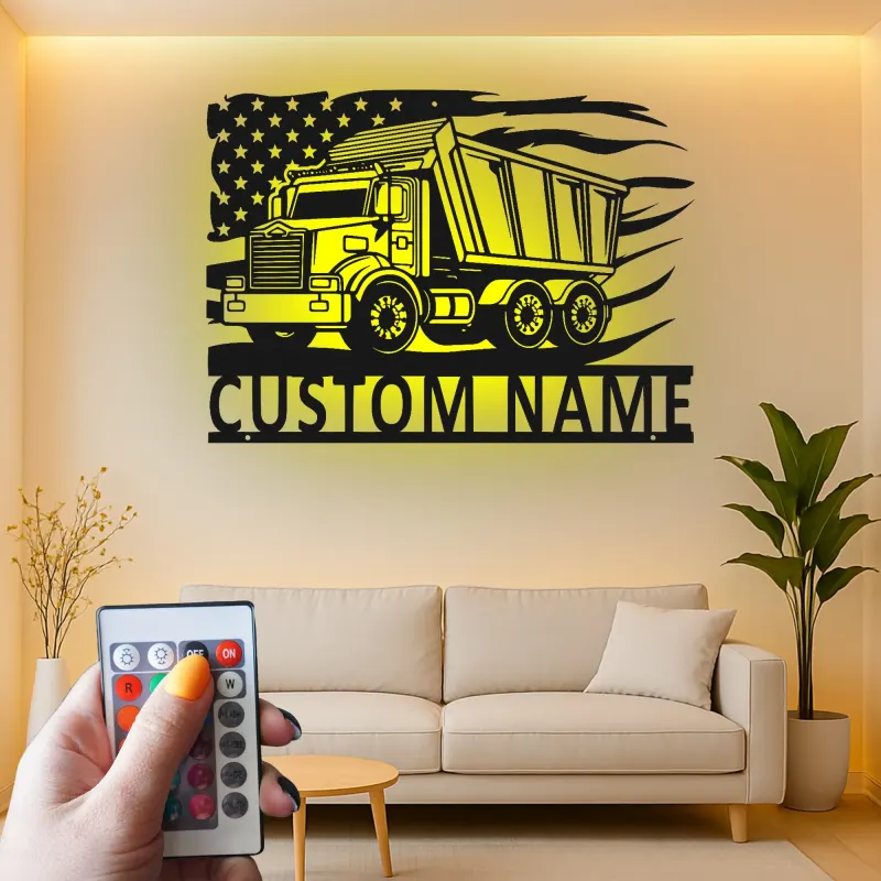 Insegna in metallo LED personalizzata a tema camion ribaltabile regalo per appassionati di camion decorazione per garage o man cave 9