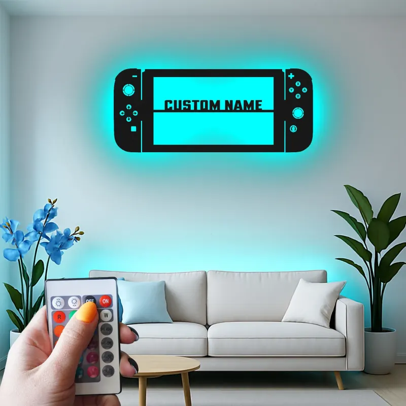 Cartel personalizado para gamer | Arte mural LED de metal para sala gaming | Decoración personalizada para consola | Regalo para gamer adolescente