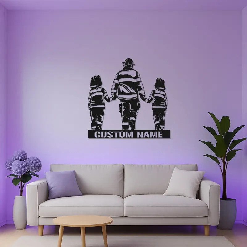 Personalized Firefighter Metal Sign | Custom Fireman LED Wall Art | First Responder Family Gift | Firehouse Home Decor