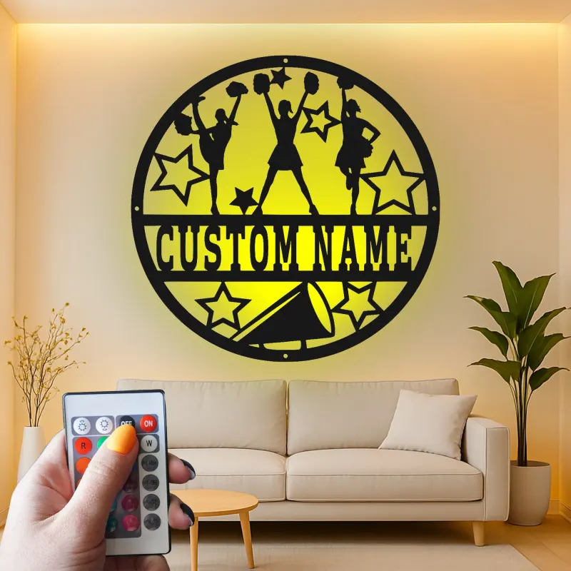 Insegna in metallo LED personalizzata per cheerleader - Regalo per adolescenti per camera da letto o decorazione per palestra