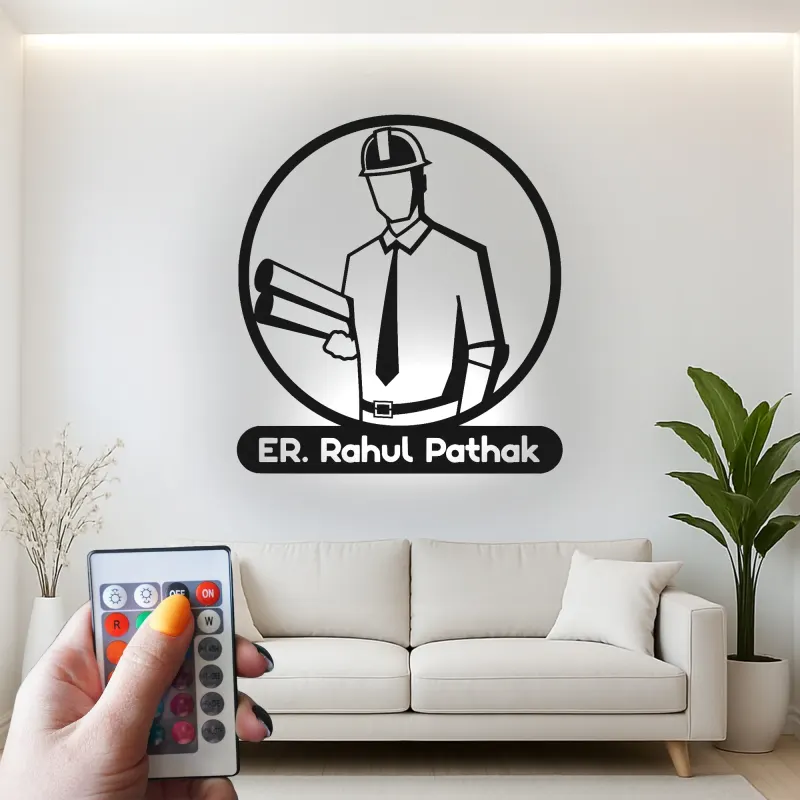 Décoration murale en métal personnalisée pour ingénieur avec rétroéclairage LED - Cadeau pour les ingénieurs, décoration de bureau pour professionnels de l'ingénierie
