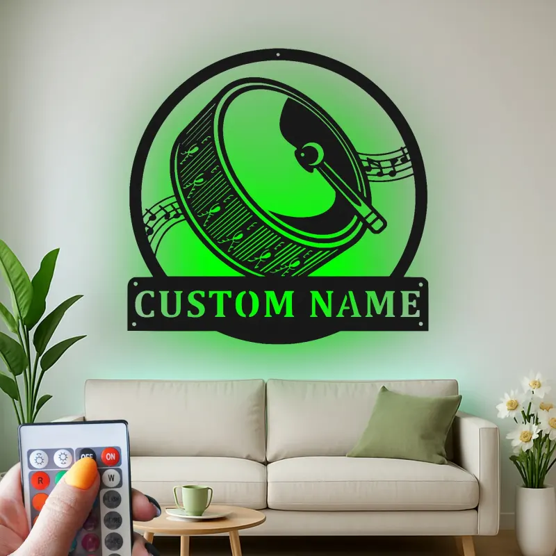 Cartel de metal LED de batería Regalo para músico con nombre personalizado Decoración de sala de música