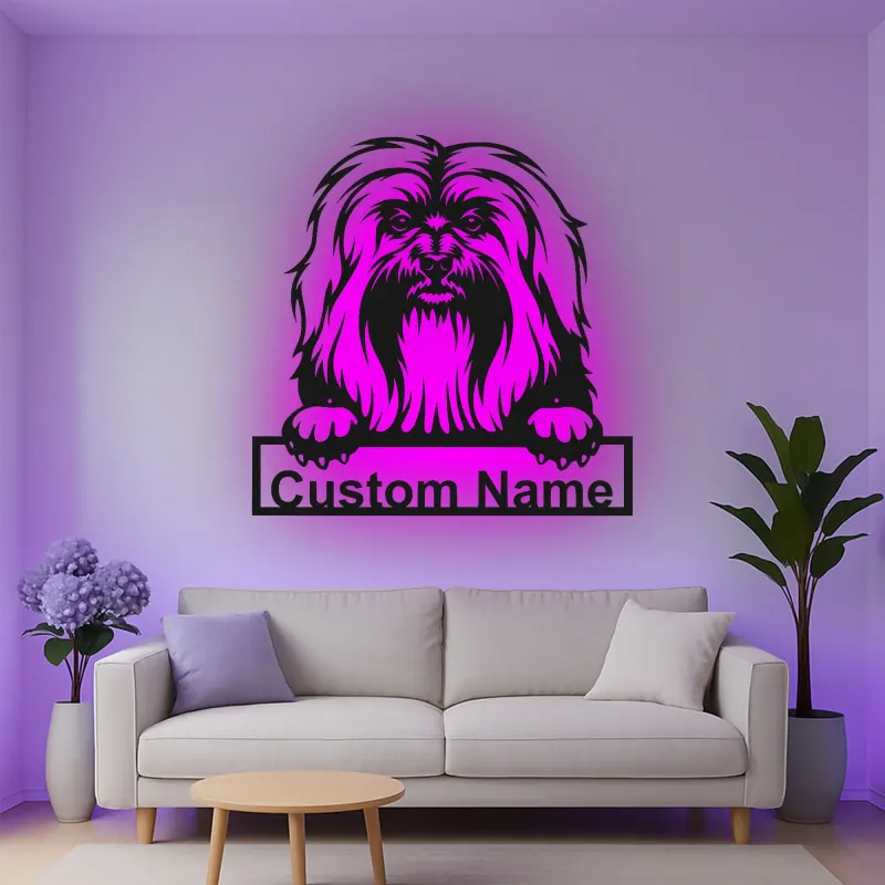 Custom Shih Tzu Led Light Metal Wall Art Personalized Dog Lover Gift Living Room Pet Decor