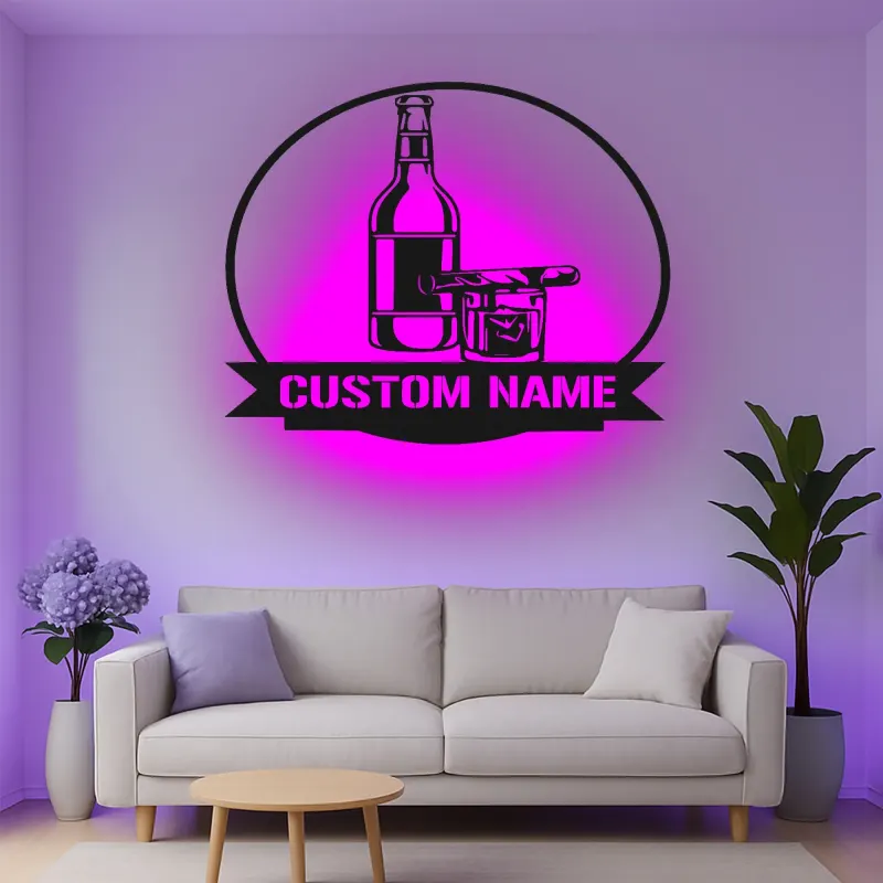 Cartel de metal LED de bar personalizado, regalo para entusiastas de bares en casa, decoración para man cave