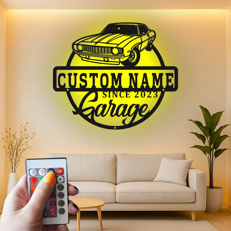 Cartel de metal LED de coche deportivo personalizado Regalo para él Decoración de man cave