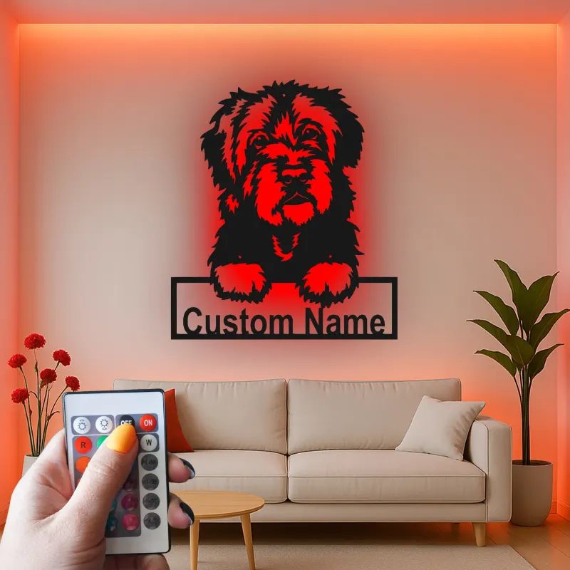 Décoration murale en métal LED personnalisée de chien de berger - Cadeau pour amoureux des animaux