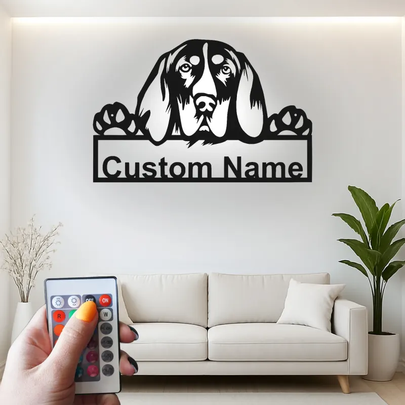 Cartel de metal LED de raza de perro personalizado Regalo para dueños de mascotas Decoración para salón o entrada 3
