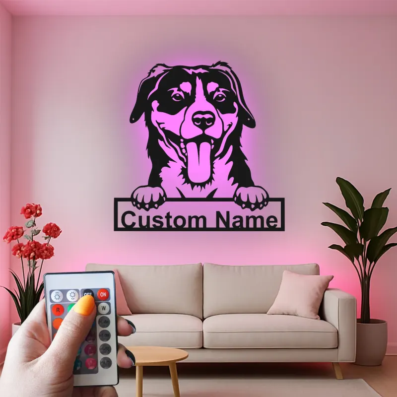 Cartel de metal LED personalizado para perros, regalo para amantes de mascotas, decoración de salón para mamás de perros