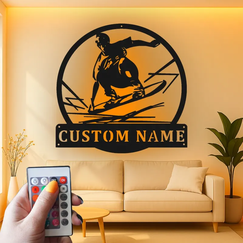 Lumière personnalisée pour skateur | Décoration murale en métal avec nom personnalisé | Cadeau de skateboard pour la décoration de chambre d'ado
