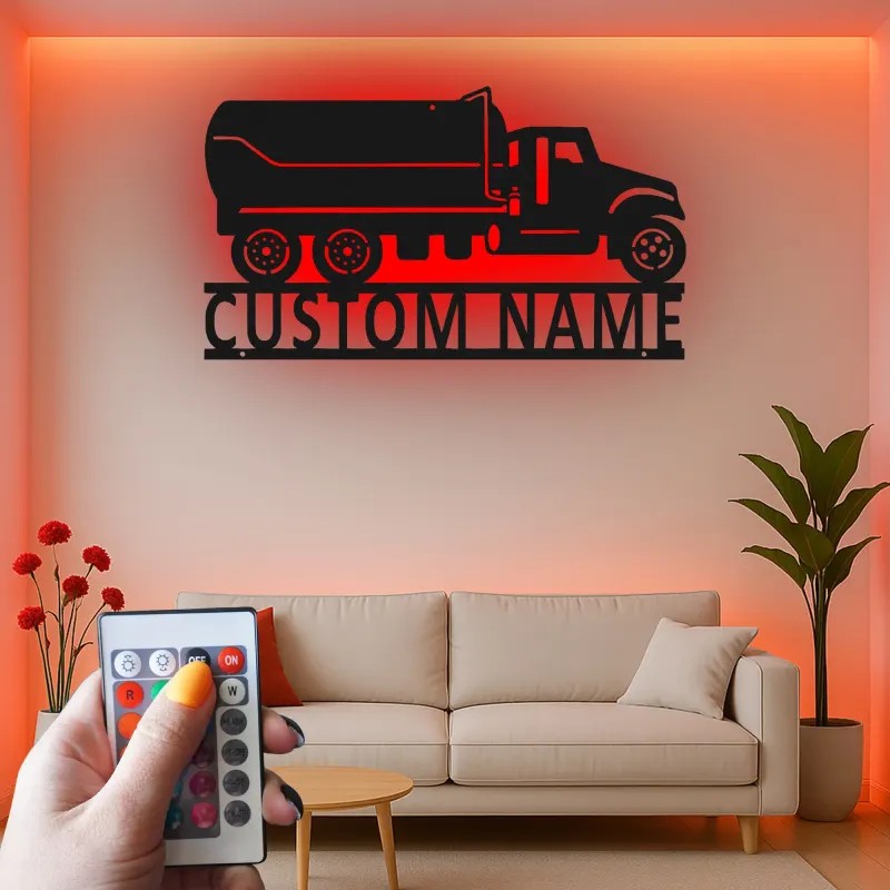 Personalisierte LED-Metall-Wandkunst mit Muldenkipper – Geschenk für Lkw-Fans, Garage oder Männerhöhle 10