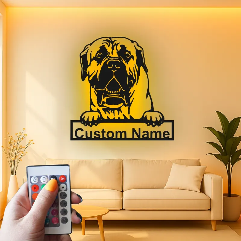 Insegna in metallo LED personalizzata per amanti dei cani Mastiff