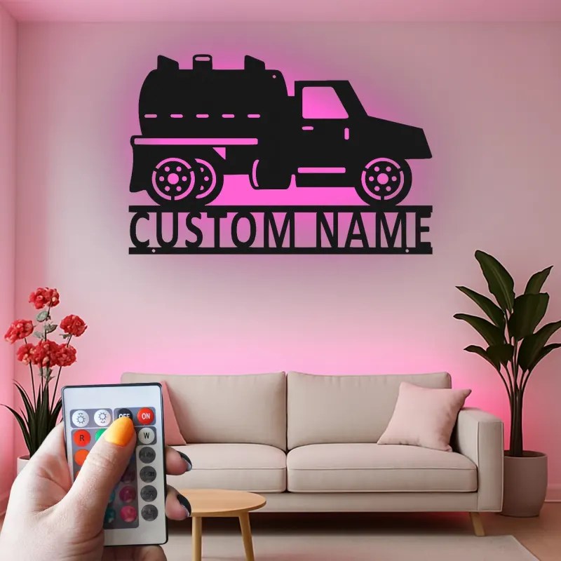 Custom Septic Truck Sign | Personalized LED Metal Wall Art | Gift for Truck Driver | Garage & Man Cave Decor