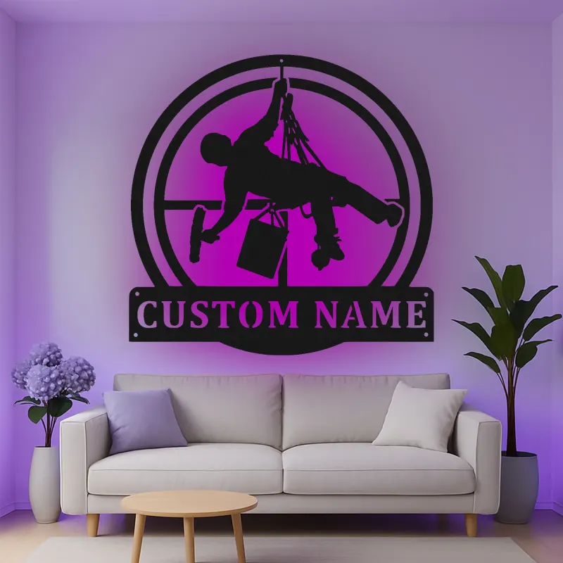 Cartel de metal LED personalizado para limpiadores de ventanas, regalo único para limpiadores, decoración de oficina o taller