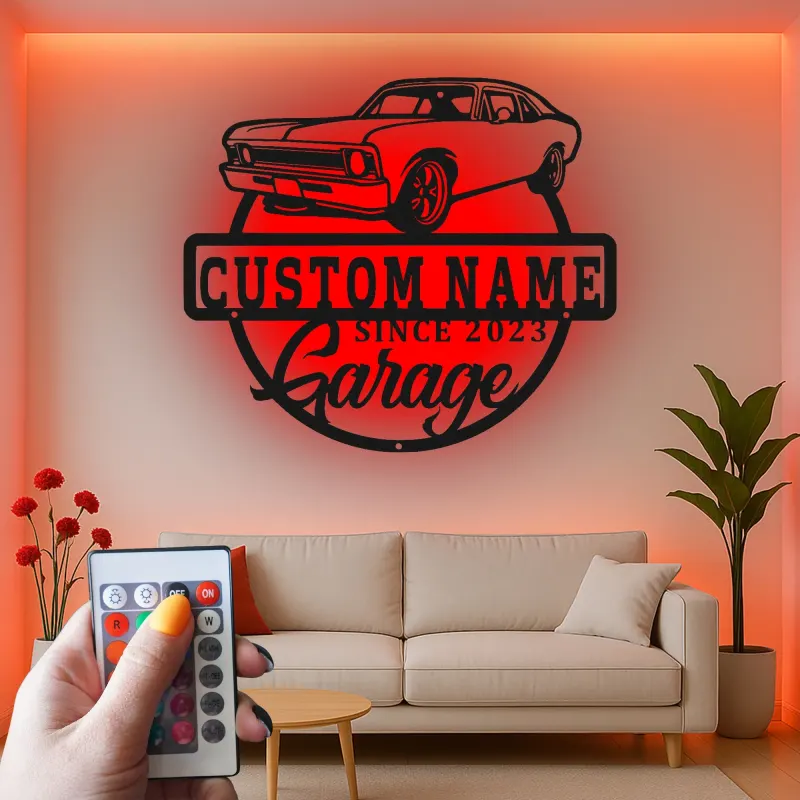 Insegna in metallo LED personalizzata per auto classiche regalo per appassionati di auto decorazione per garage 4