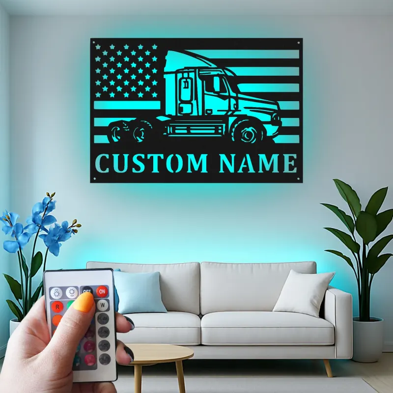 Insegna in metallo LED personalizzata per camion semi, regalo per camionisti, decorazione per garage o man cave 10