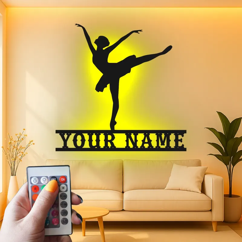 Insegna in metallo LED ballerina personalizzata, regalo per ballerini, decorazione per studio di danza o camera da letto