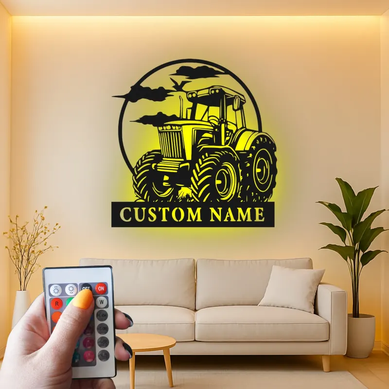 Cartel de metal LED de tractor personalizado Regalo para agricultores Decoración rústica de granja para amantes de la agricultura