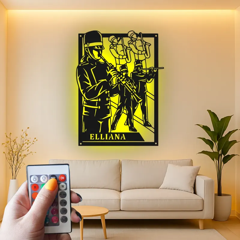Personalized Marching Band Sign | Custom Musician LED Metal Wall Art | Band Member Gift | Music Room Decor