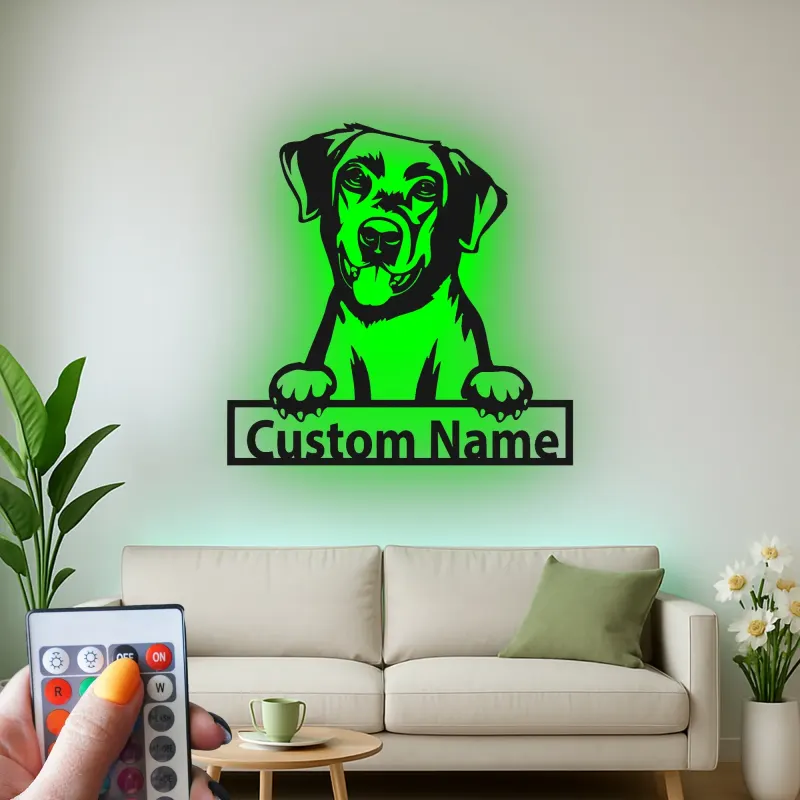 Custom Dog Led Light Metal Wall Art Personalized Pet Lover Gift Living Room Decor for Dog Moms 1