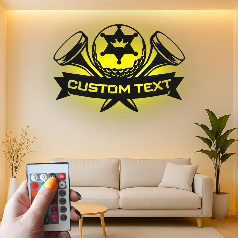 Personalized Golf LED Sign | Custom Metal Wall Art for Game Room | Golfer Name Plaque | Unique Gift for Him