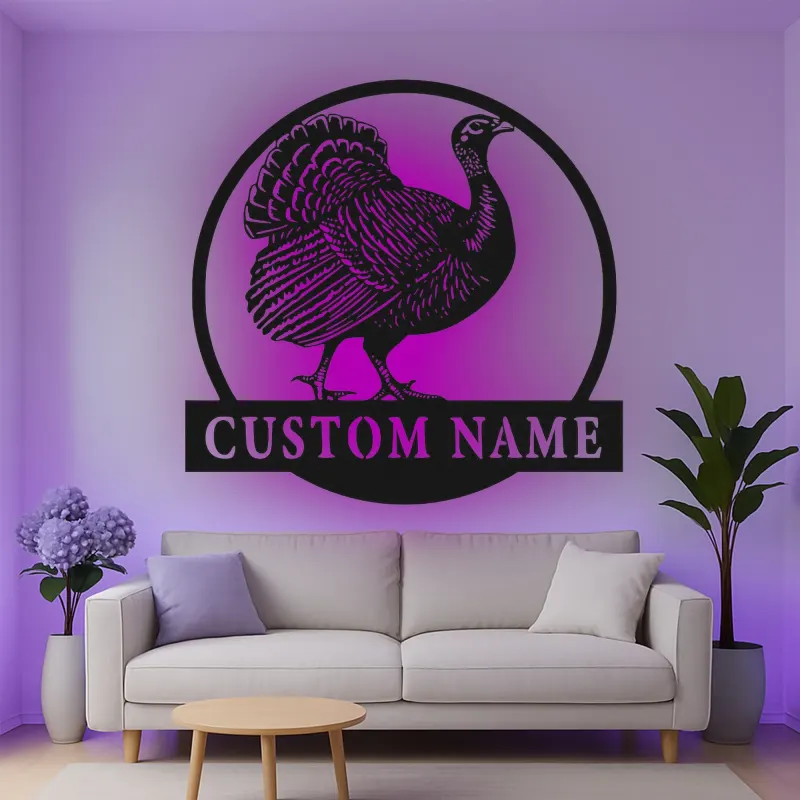 Cartel de metal LED personalizado de pavo para regalo de acción de gracias, decoración para cocina o comedor