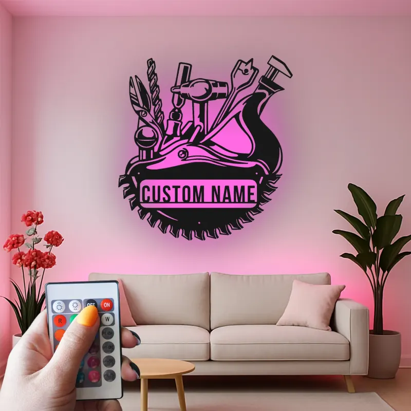 Décoration murale en métal LED personnalisée pour bricoleur - Cadeau pour garage et atelier