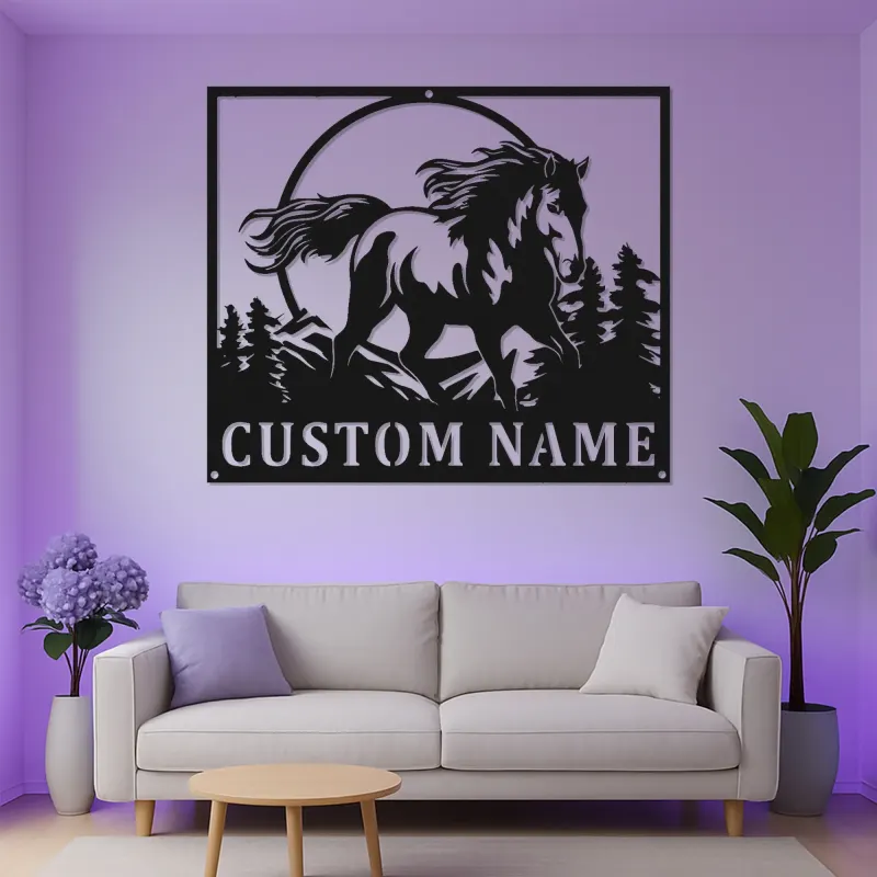 Custom Horse Name Sign | LED Metal Wall Art for Ranch | Personalized Equestrian Decor | Horse Lover Farmhouse Gift
