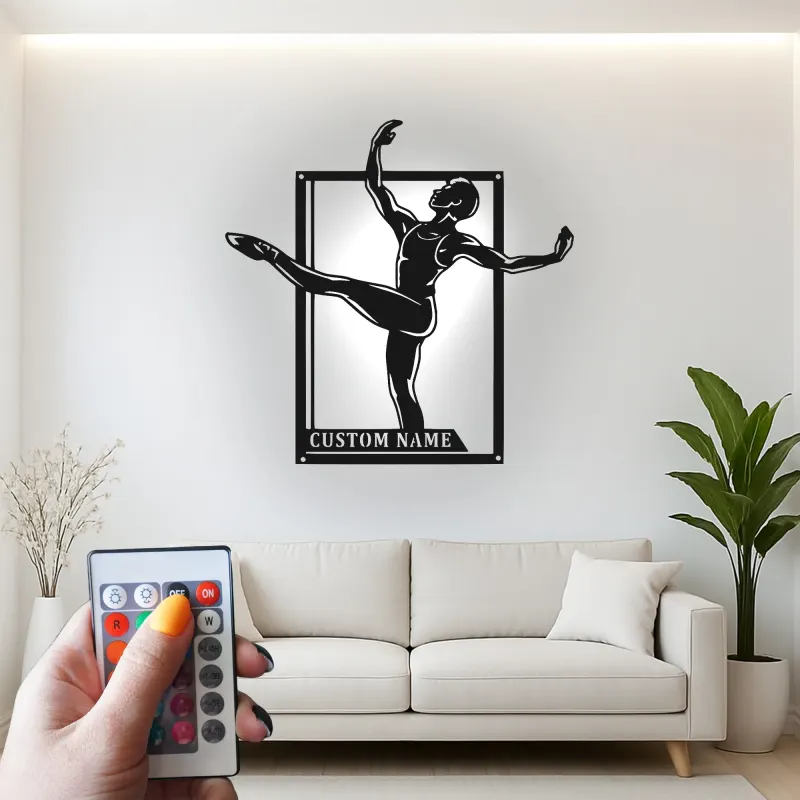 Décoration murale en métal personnalisée Danseuse de ballet avec rétroéclairage LED Cadeau pour danseurs Décor de studio ou de chambre