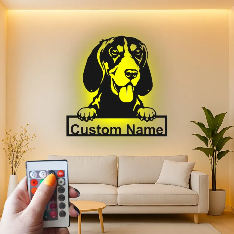 Custom Beagle Led Light Metal Wall Art Personalized Dog Lover Gift Living Room Pet Decor 3