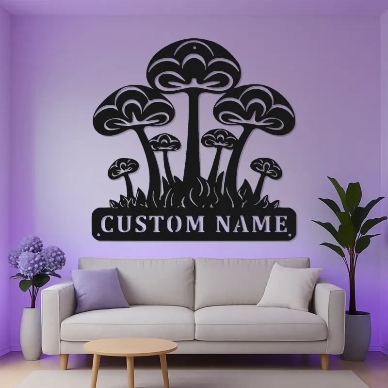 Psychedelic Mushroom LED Sign | Custom Metal Wall Art | Personalized Nature Decor for Bedroom | Fungi Lover Gift