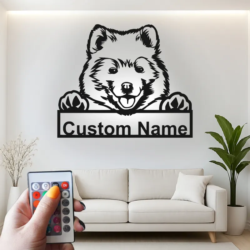 Personalisierte LED-Metall-Wandkunst mit Hundemotiv – Geschenk für Hundeliebhaber, Wohn- oder Kinderzimmerdeko