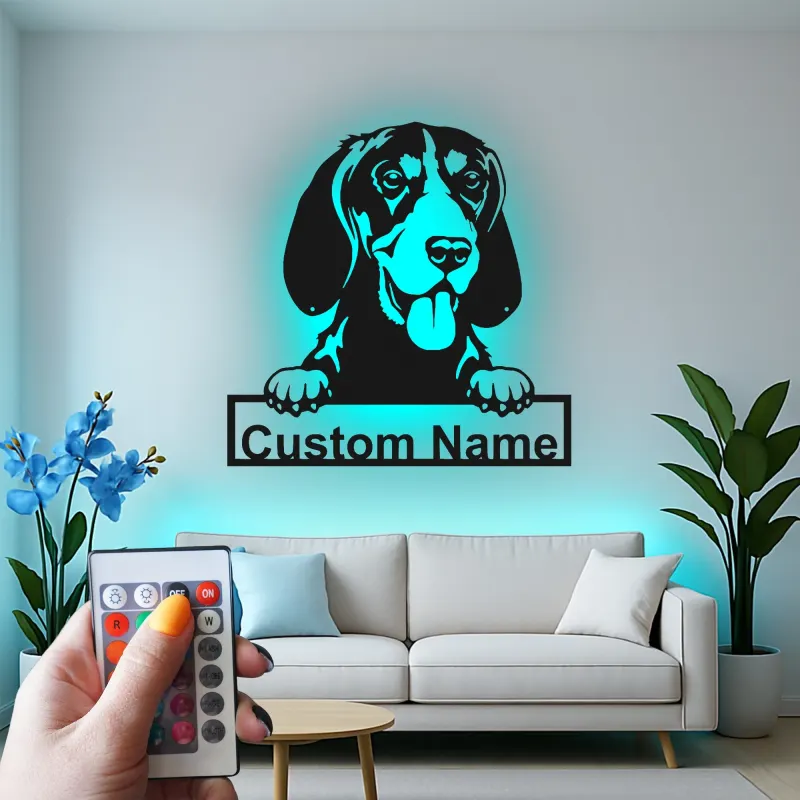 Custom Beagle Led Light Metal Wall Art Personalized Dog Lover Gift Living Room Pet Decor 3